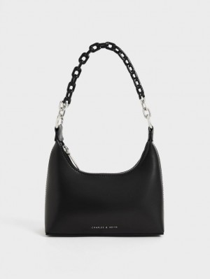 Geanta De Umar Charles & Keith Koi Chain Handle Negrii | 163LJIADV