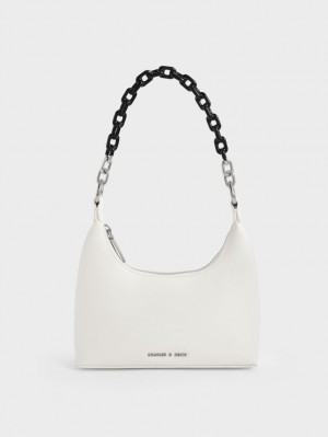 Geanta De Umar Charles & Keith Koi Chain Handle Albi | 569HFUWZV