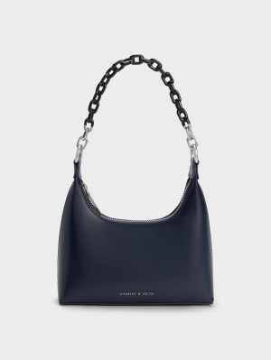 Geanta De Umar Charles & Keith Koi Chain Handle Bleumarin | 306KERANH