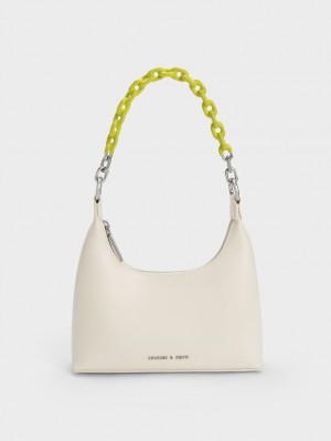 Geanta De Umar Charles & Keith Koi Chain Handle Albi | 154ZLYRAS