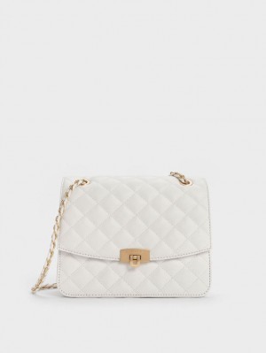 Geanta De Umar Charles & Keith Matlasat Chain Curea Albi | 752OSKTXF