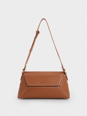Geanta De Umar Charles & Keith Nasrin Geometric Ciocolata | 841QVBHZY
