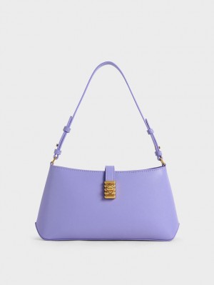Geanta De Umar Charles & Keith Nova Chain-Handle Violet | 027EXONUV