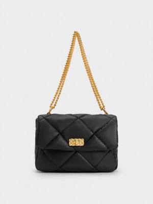 Geanta De Umar Charles & Keith Paffuto Large Căptușită Negrii | 576DMHESA
