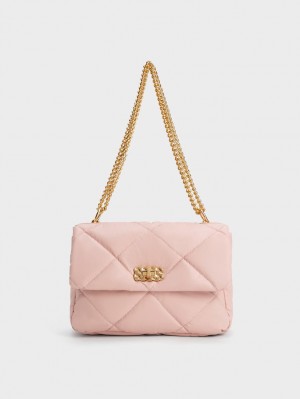 Geanta De Umar Charles & Keith Paffuto Large Căptușită Roz Deschis | 053QNOCAU