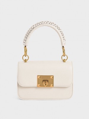 Geanta De Umar Charles & Keith Panza Metallic Turn-Lock Albi | 107RXPKIN
