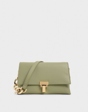 Geanta De Umar Charles & Keith Piele Chain Curea Masline Verzi | 469PSHJIX