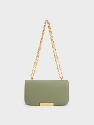 Geanta De Umar Charles & Keith Piele Chain Curea Masline Verzi | 139FCIYGB
