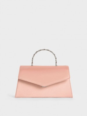 Geanta De Umar Charles & Keith Recycled Polyester Satin Envelope Roz | 018FPOJXR