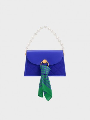 Geanta De Umar Charles & Keith Roza Beaded Handle Scarf Albastri | 429LGCRSV