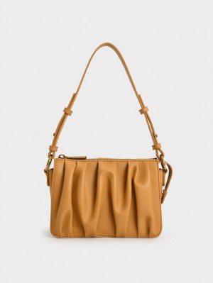 Geanta De Umar Charles & Keith Ruched Bead-Handle Portocalii | 068DIQGZY