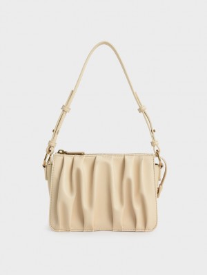 Geanta De Umar Charles & Keith Ruched Bead-Handle Bej | 263WCLMZU