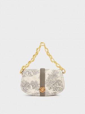 Geanta De Umar Charles & Keith Tiger Calligraphy Chain Handle Gri | 756YFDJKW