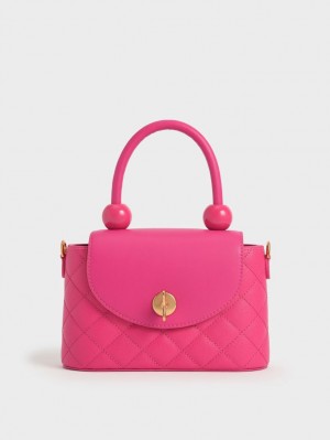 Geanta De Umar Charles & Keith Top Handle Circle Fucsie | 530QPFSOT