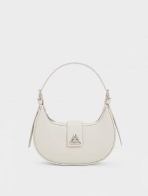 Geanta De Umar Charles & Keith Trice Metallic Accent Belted Albi | 420HDSIAU
