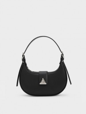 Geanta De Umar Charles & Keith Trice Metallic Accent Belted Negrii | 864ZTYHEJ