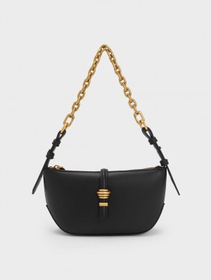 Geanta De Umar Charles & Keith Trudy Belted Geometric Negrii | 972RXOUJF