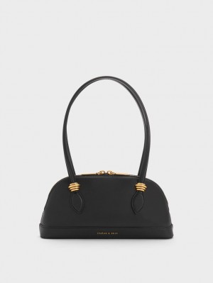 Geanta De Umar Charles & Keith Trudy Elongated Handle Negrii | 814ANHKGJ