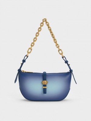 Geanta De Umar Charles & Keith Trudy Ombre Belted Geometric Bleumarin | 284JXQPSC