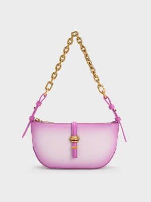 Geanta De Umar Charles & Keith Trudy Ombre Belted Geometric Violet | 674KYXTLO