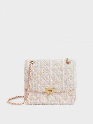Geanta De Umar Charles & Keith Tweed Chain Curea Roz | 308PKXWFO