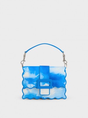 Geanta De Umar Charles & Keith Waverly Cloud-Print Scallop-Trim Albastri | 184DGIVXM