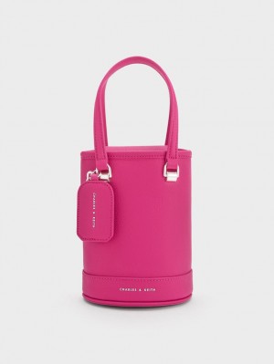 Geanta Galeata Charles & Keith Avis Cylindrical Fucsie | 481ELXUYD