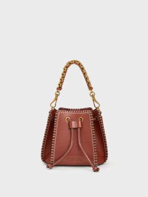 Geanta Galeata Charles & Keith Circe Stitch-Trim Maro | 076XGFMUR