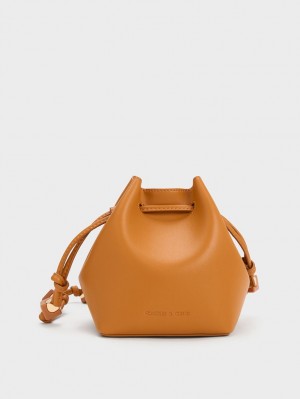 Geanta Galeata Charles & Keith Cube Knotted Portocalii | 468IBOWQT