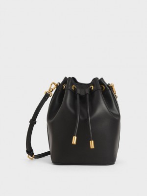 Geanta Galeata Charles & Keith Drawstring Negrii | 490EUQKRW