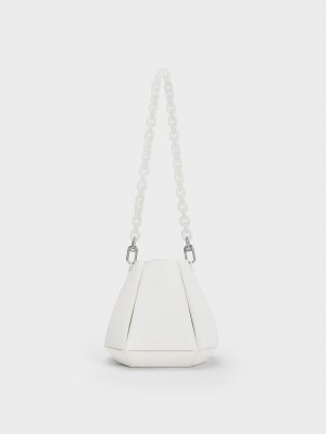 Geanta Galeata Charles & Keith Geometric Structured Albi | 326YTZDBK