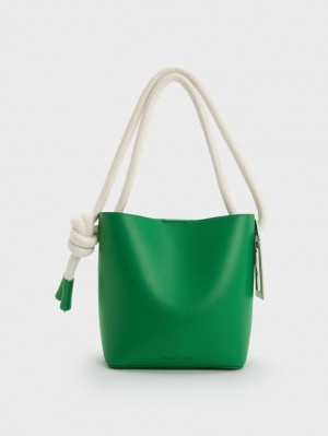Geanta Galeata Charles & Keith Gwiana Knotted Verzi | 679EWCAIF