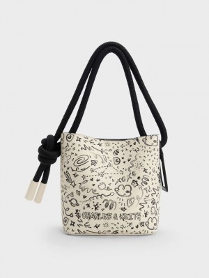 Geanta Galeata Charles & Keith Gwiana Knotted Printed Albi | 914CJQTWE