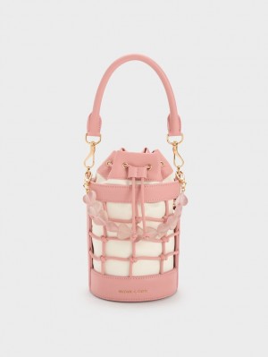 Geanta Galeata Charles & Keith Heart Motif Caged Roz | 684HUSQPB