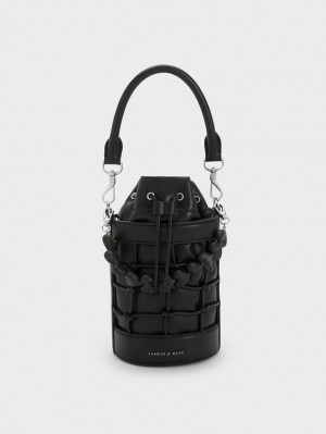 Geanta Galeata Charles & Keith Heart Motif Caged Negrii | 752MYOPQC