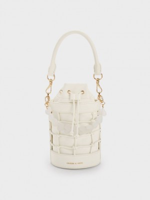 Geanta Galeata Charles & Keith Heart Motif Caged Albi | 394KBHPTY