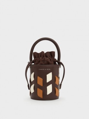 Geanta Galeata Charles & Keith Panza Panelled Maro Inchis | 716UJQNCV