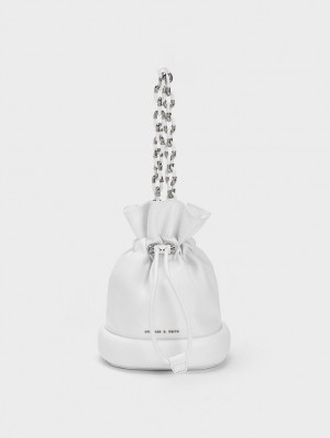 Geanta Galeata Charles & Keith Shiloh Drawstring Albi | 873QXSVEU