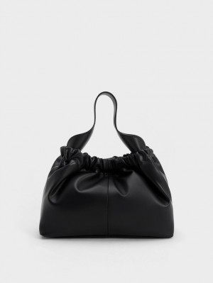 Geanta Tote Charles & Keith Ally Ruched Slouchy Negrii | 816JMTDSA