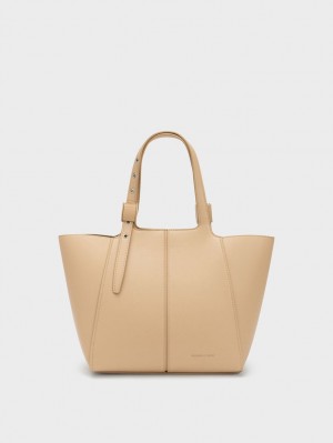 Geanta Tote Charles & Keith Altea Bej | 568LVCHYO