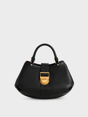 Geanta Tote Charles & Keith Amelia Buckled Negrii | 301KZONSX