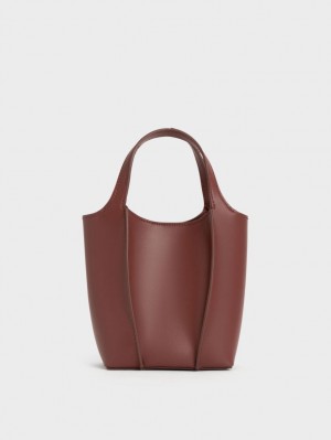 Geanta Tote Charles & Keith Arlys Ciocolata | 254IRWJUF