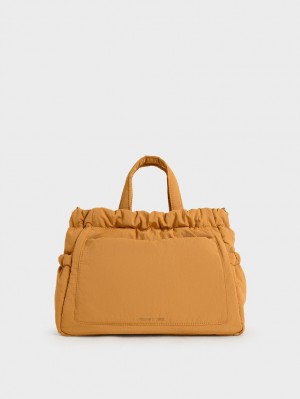 Geanta Tote Charles & Keith Aspen Ruched Double Handle Portocalii | 867LNVIGA