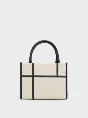 Geanta Tote Charles & Keith Avenue Contrast-Trim Albi | 659FTUYGA