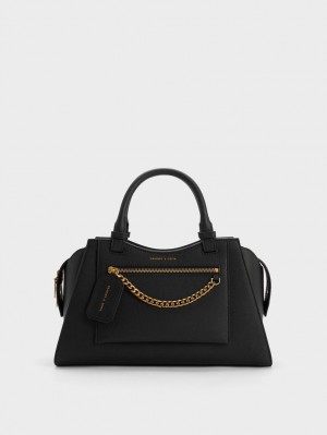 Geanta Tote Charles & Keith Avis Trapeze Negrii | 572OEPIXT
