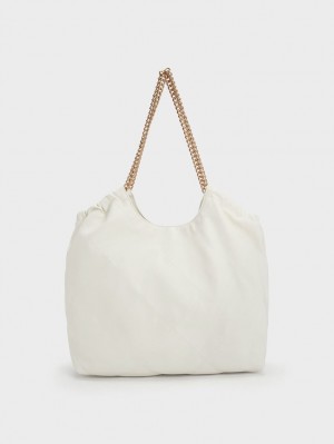 Geanta Tote Charles & Keith Braided Handle Albi | 810FHGEMV