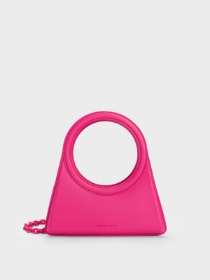 Geanta Tote Charles & Keith Camelia Circle Handle Geometric Fucsie | 243CRWPDY
