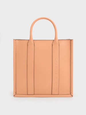 Geanta Tote Charles & Keith Clover Trapeze Portocalii | 091MGRQCL