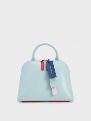 Geanta Tote Charles & Keith Cockade Bowling Turcoaz | 213IVBUQD