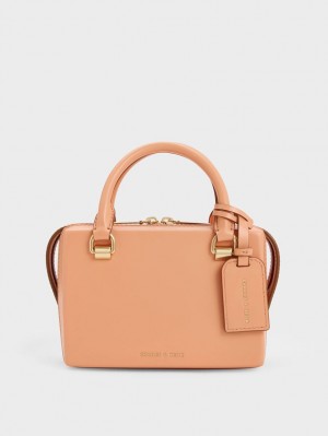 Geanta Tote Charles & Keith Cordele Bowling Portocalii | 893BRPIWT